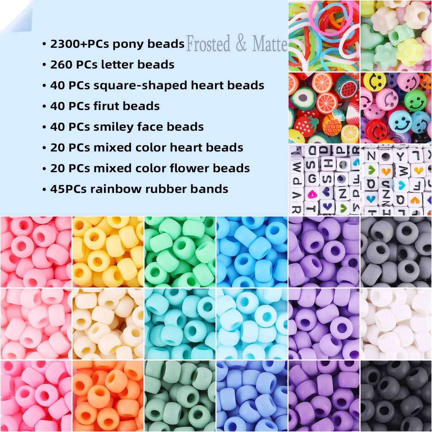 Colorful Pony Beads Kit for Kids Jewelry and Crafts