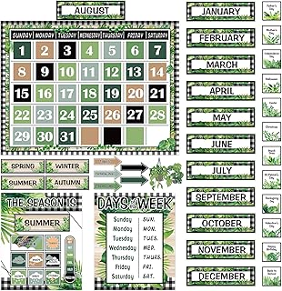 Greenery Calendar and Weather Chart for Classroom