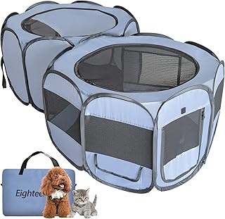 EighteenTek 2-in-1 Foldable Pet Playpen with Pads