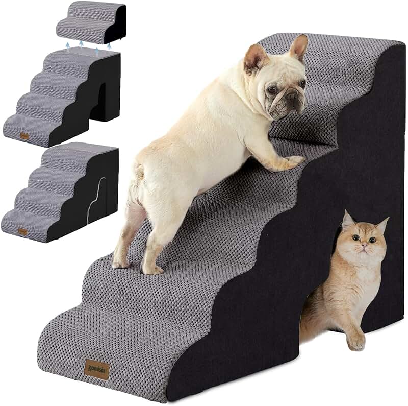 Dog and cat stairs with tunnel, 28.5" high