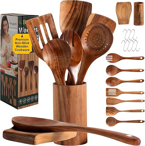 9-Piece Wooden Kitchen Utensil Set