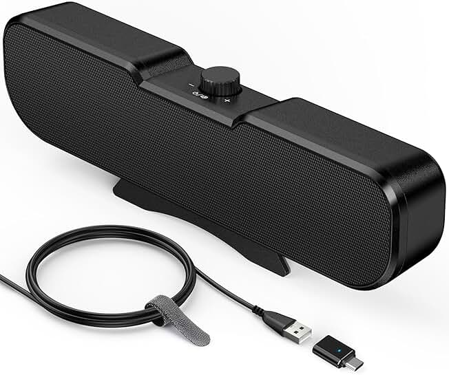 Desktop Computer Speakers with Volume Control and Clamp