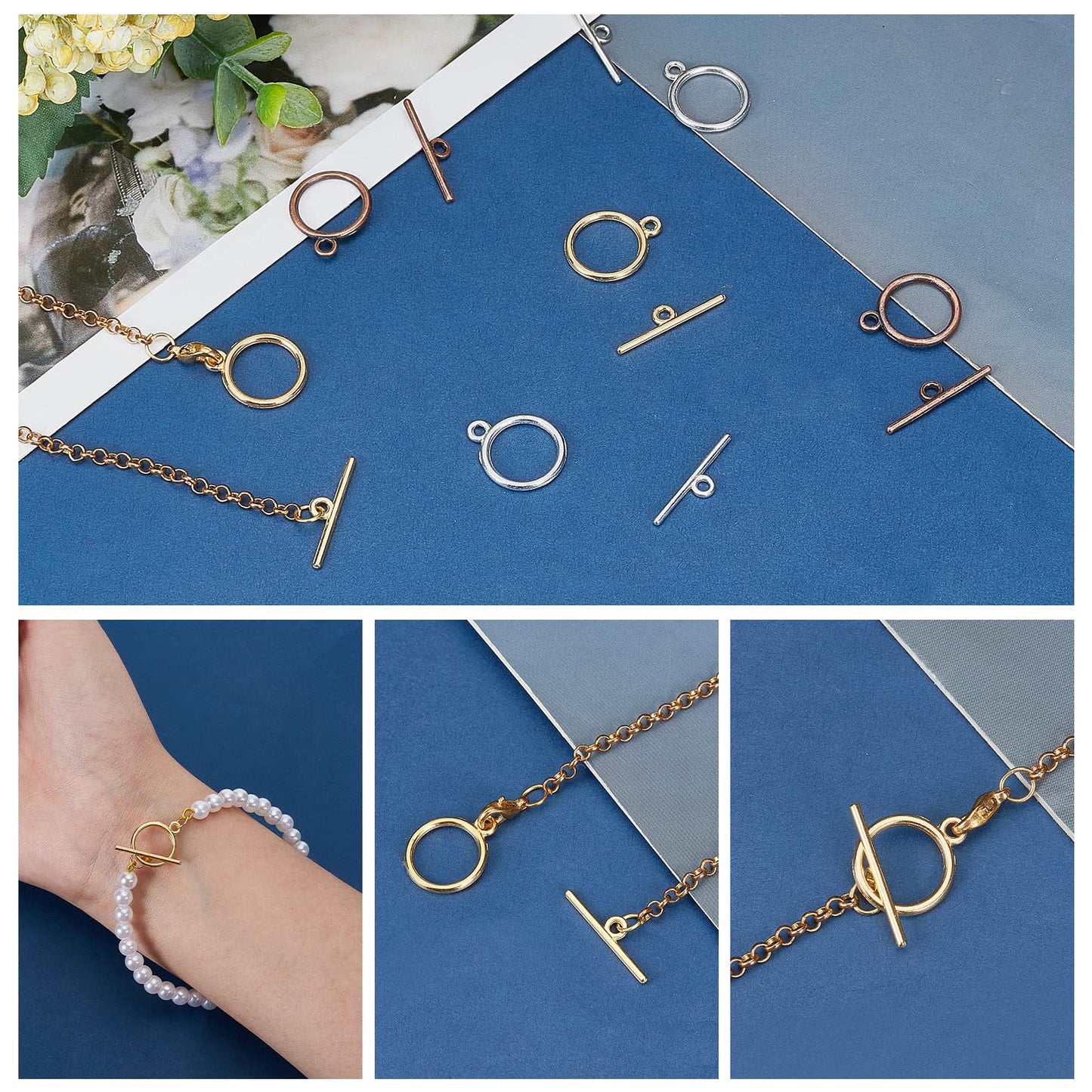 60 Sets Toggle Clasps for Jewelry Making in Multiple Colors