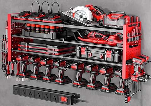 Heavy Duty Wall Mount Tool Organizer with Charging Station
