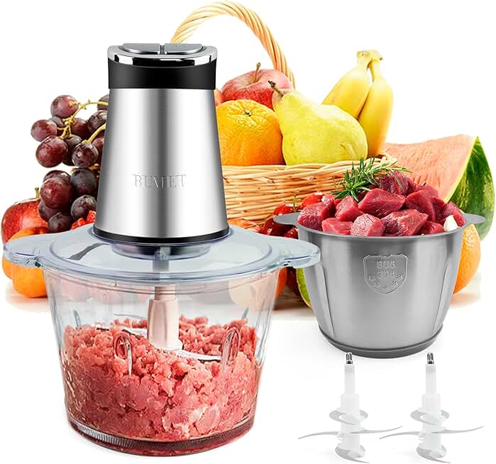 Electric Food Processor with 12-Cup Bowls and LED Timer