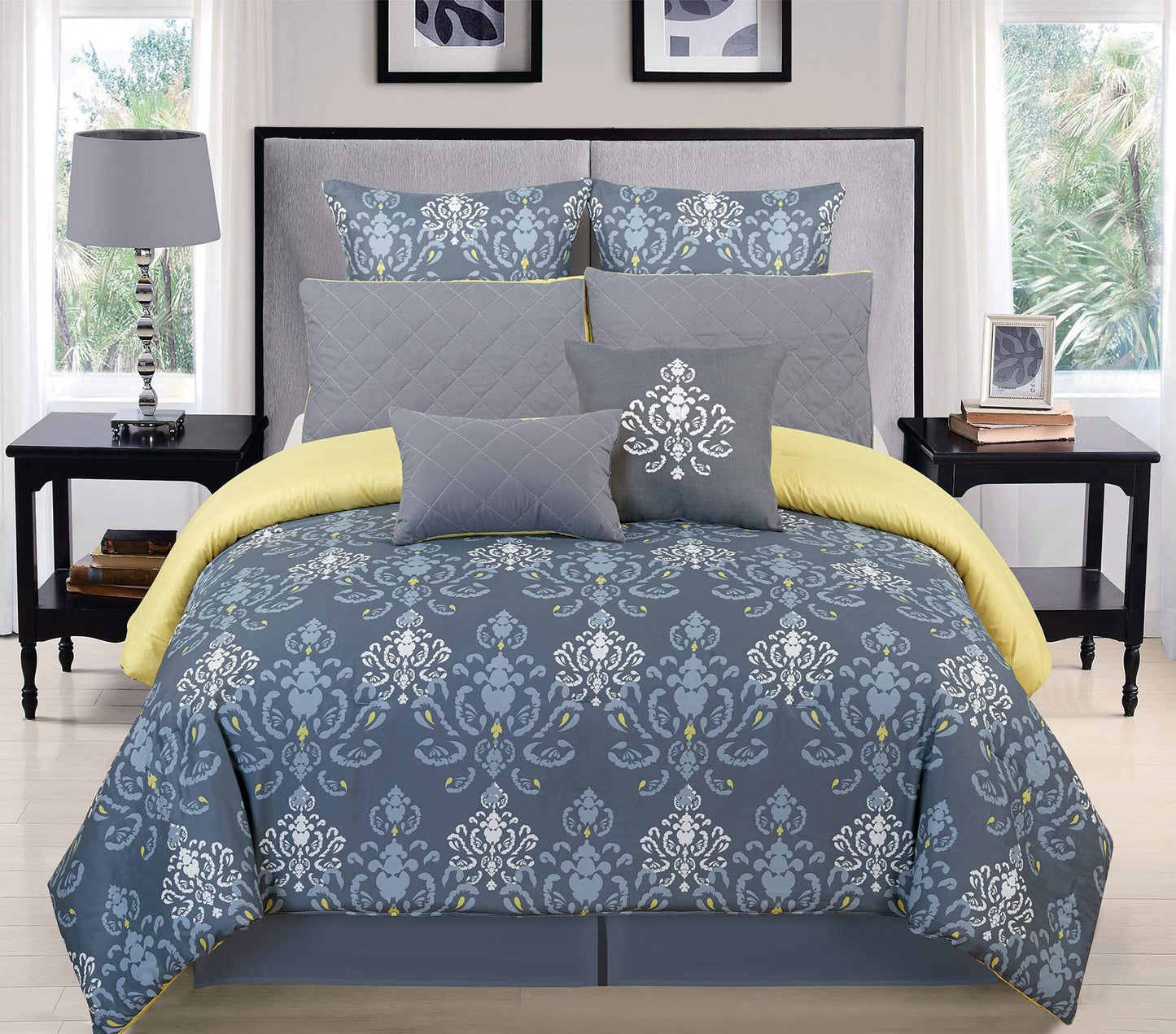 Lucienda Comforter Set, Grey-Green