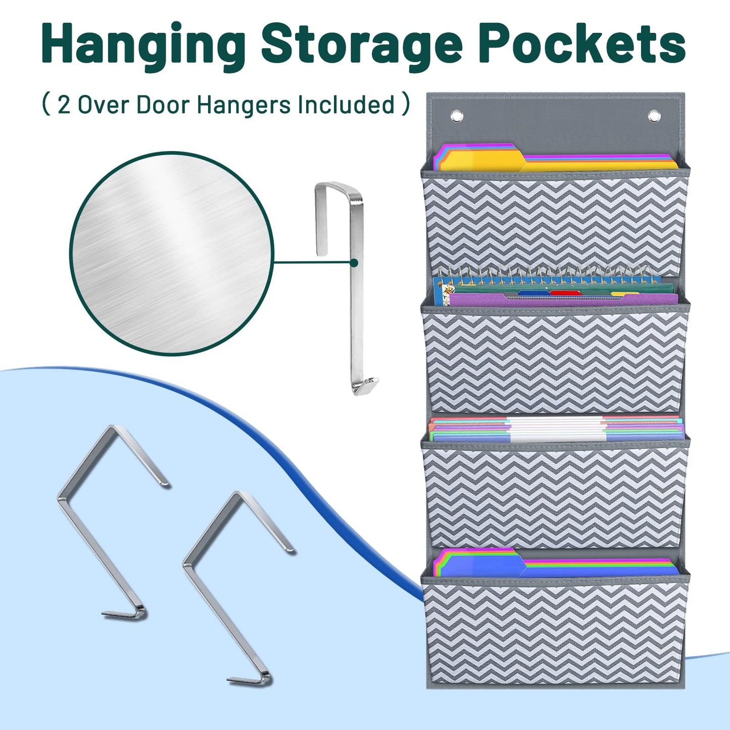 Wave Pattern Wall Mount File Organizer with Four Pockets
