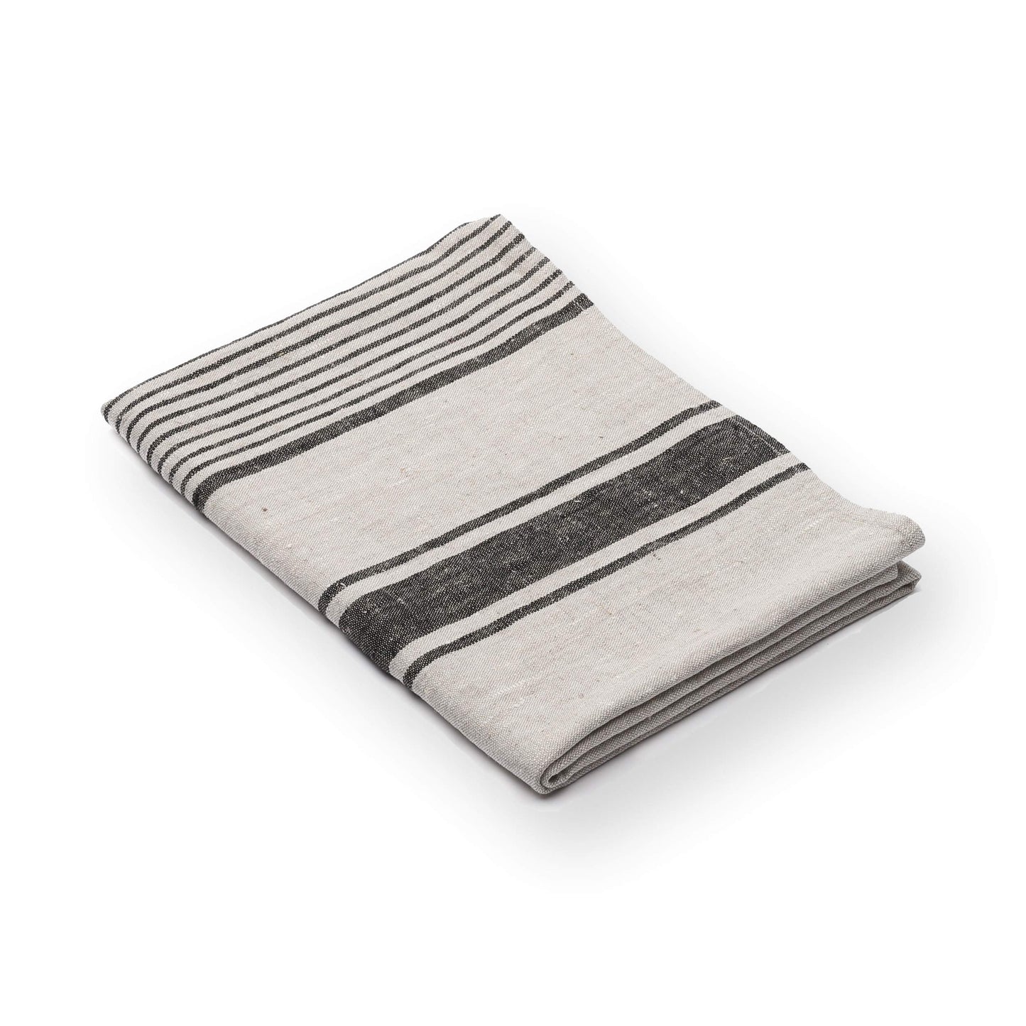 Linen Bath Towel Black Natural Provence, 26 x 51