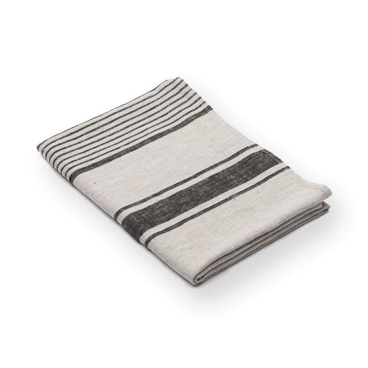 Linen Bath Towel Black Natural Provence, 26 x 51