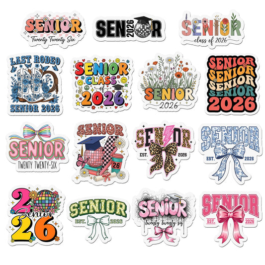 Senior 2026 Sticker Pack, 15 Waterproof Vinyl Decals