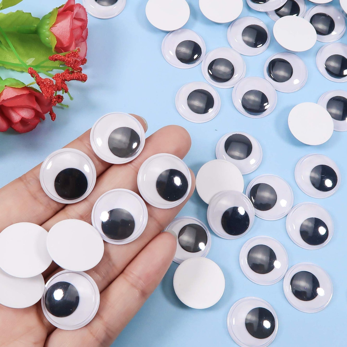 300pcs 20mm Self-Adhesive Black Wiggle Googly Eyes