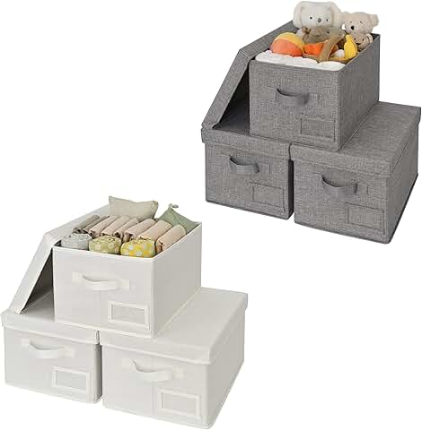 Set of 6 Lidded and Rectangle Closet Storage Bins