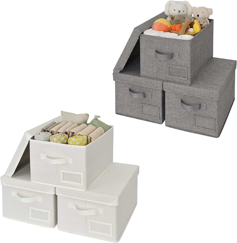 Set of 6 Lidded and Rectangle Closet Storage Bins