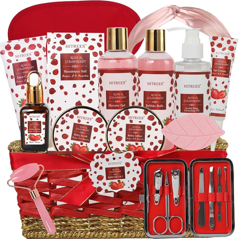 Luxury Rose and Strawberry Spa Gift Set for Women