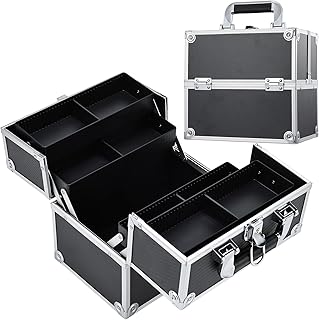 Black Makeup Organizer with 4 Trays and Lock