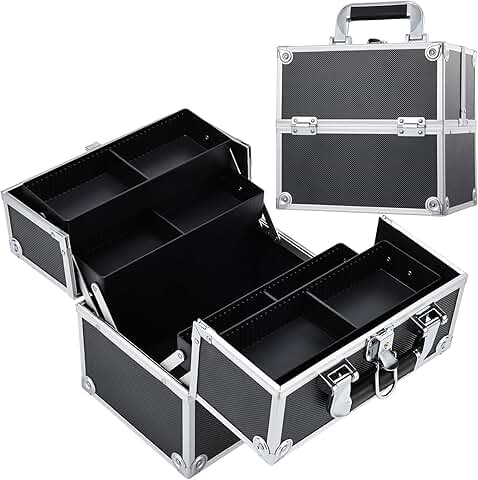 Black Makeup Organizer with 4 Trays and Lock
