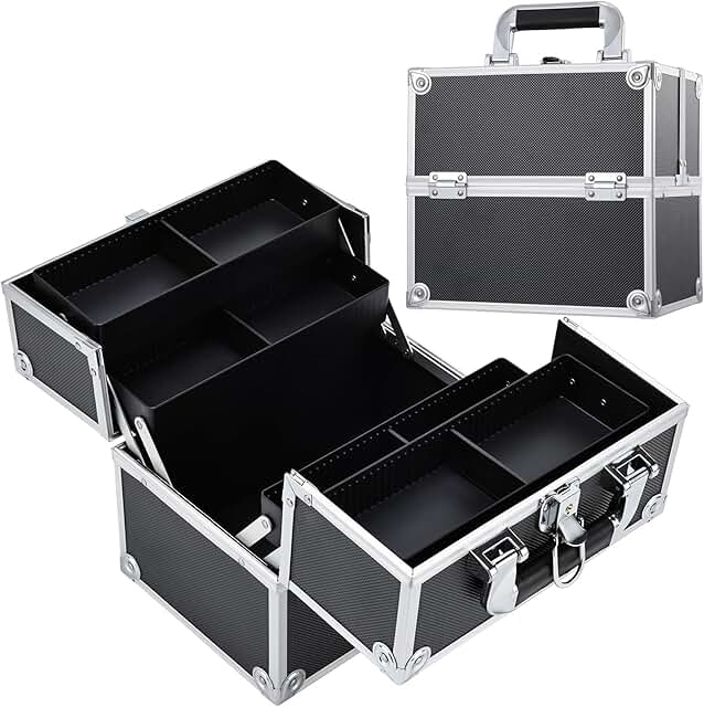 Black Makeup Organizer with 4 Trays and Lock