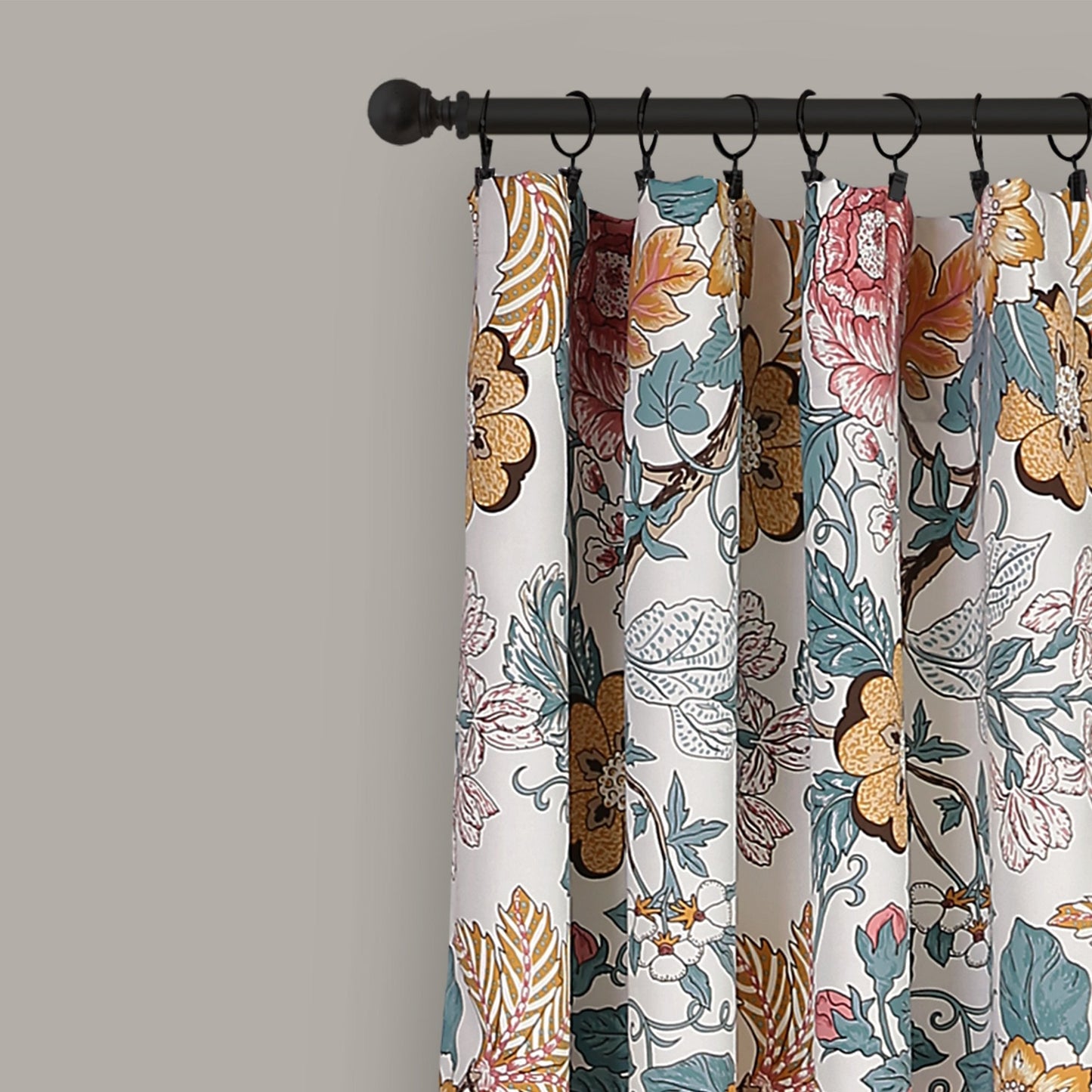 Sydney Curtains  Floral Garden Room Darkening Window Panel Set for Living, Dining, Bedroom Pair), 95 x 52, Blue and Yellow, L, Blue  Yellow