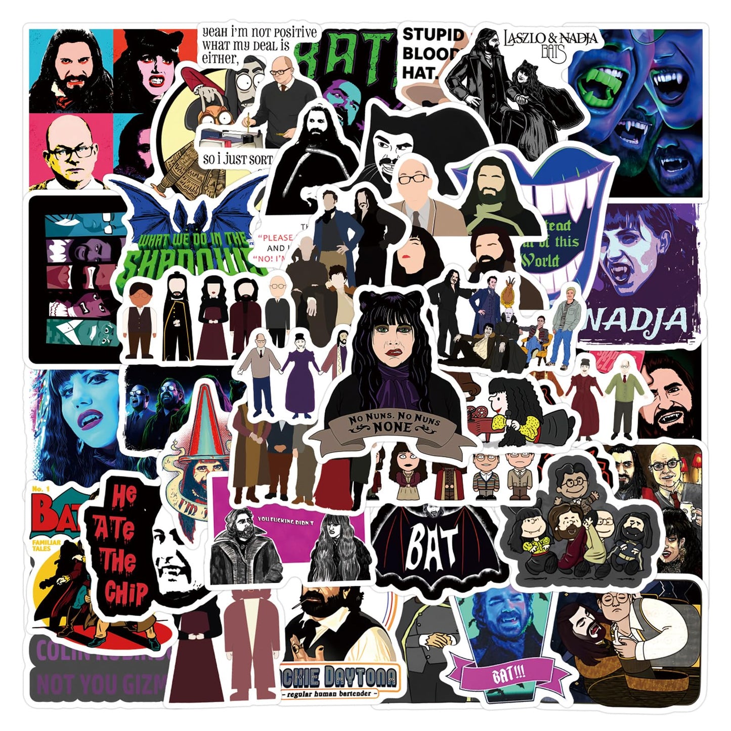 50 Vampire Comedy Stickers for Laptop and Water Bottle