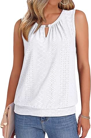 Women's V-Neck Keyhole Tank Top for Summer