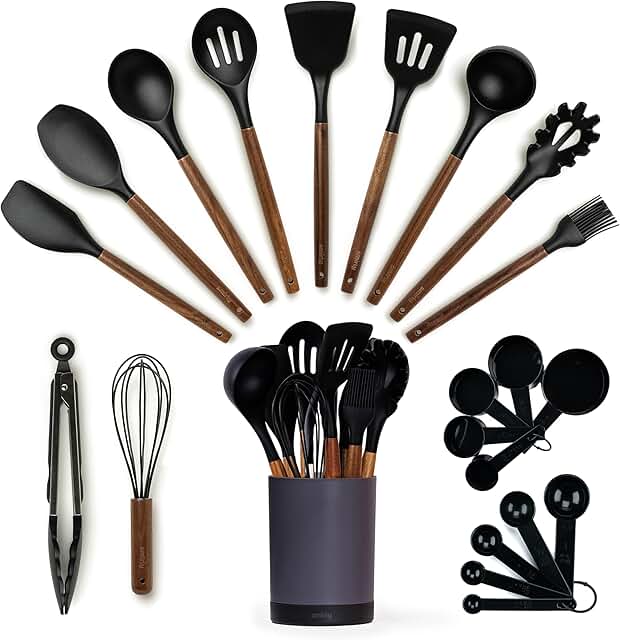 22-Piece Silicone Kitchen Utensils Set with Holder