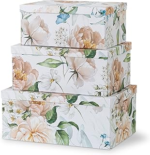 Decorative Cardboard Storage Boxes with Lids, Set of 3