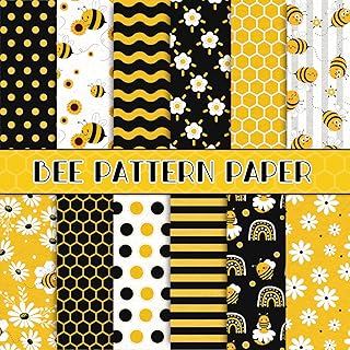 12 Bee Pattern Paper Designs for Crafts and Scrapbooking