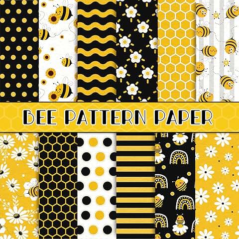 12 Bee Pattern Paper Designs for Crafts and Scrapbooking