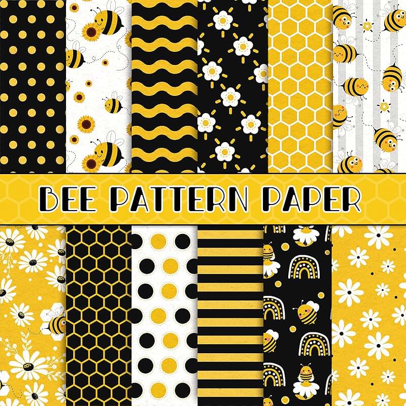 12 Bee Pattern Paper Designs for Crafts and Scrapbooking