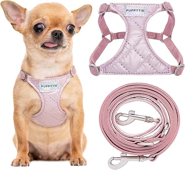 Soft Pink No Pull Dog Harness with Leash, XS