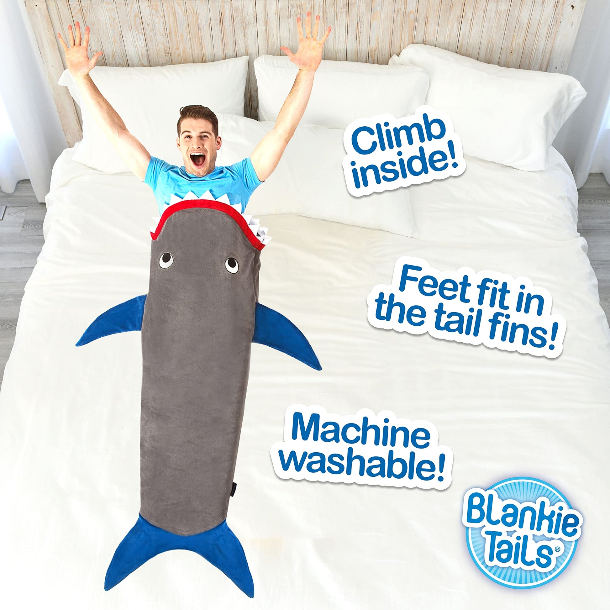  Shark Blanket, New Shark Tail Double Sided Super Soft and Cozy Minky Fleece Blanket, Machine Washable Wele Blanket 70'' H x 27'' Adults/Teens Ages 12+), Gray  Blue)
