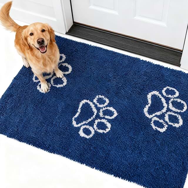Dog Door Mat for Muddy Paws, Absorbent Microfiber, Washable, Non-Slip, 60x30 Inches