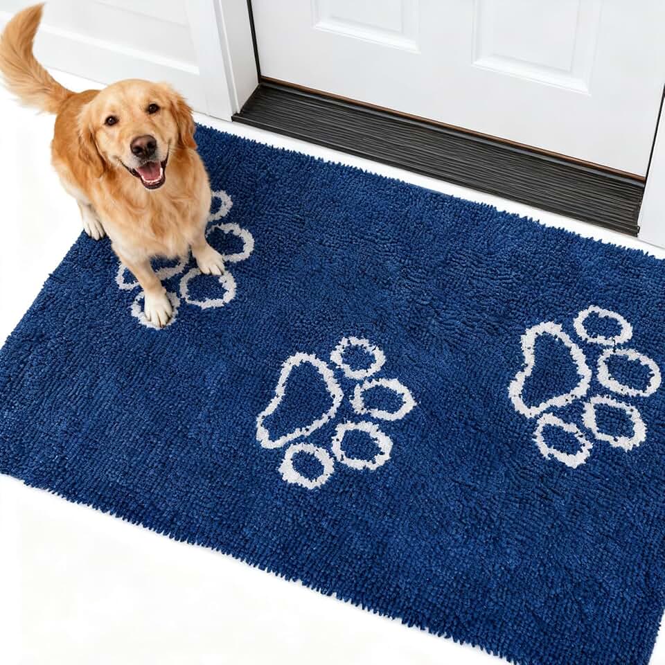 Dog Door Mat for Muddy Paws, Absorbent Microfiber, Washable, Non-Slip, 60x30 Inches