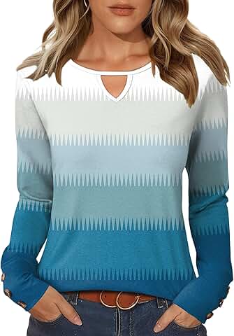 Women's Long Sleeve Crew Neck Blouses for Fall