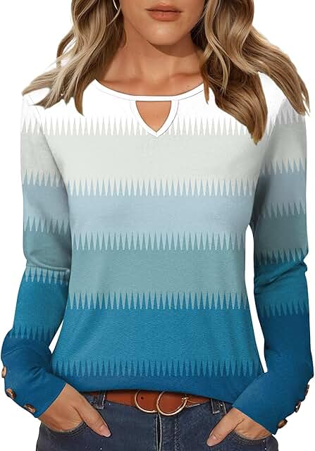 Women's Long Sleeve Crew Neck Blouses for Fall