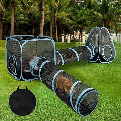 Outdoor Cat Enclosure with Tunnels and Play Tent