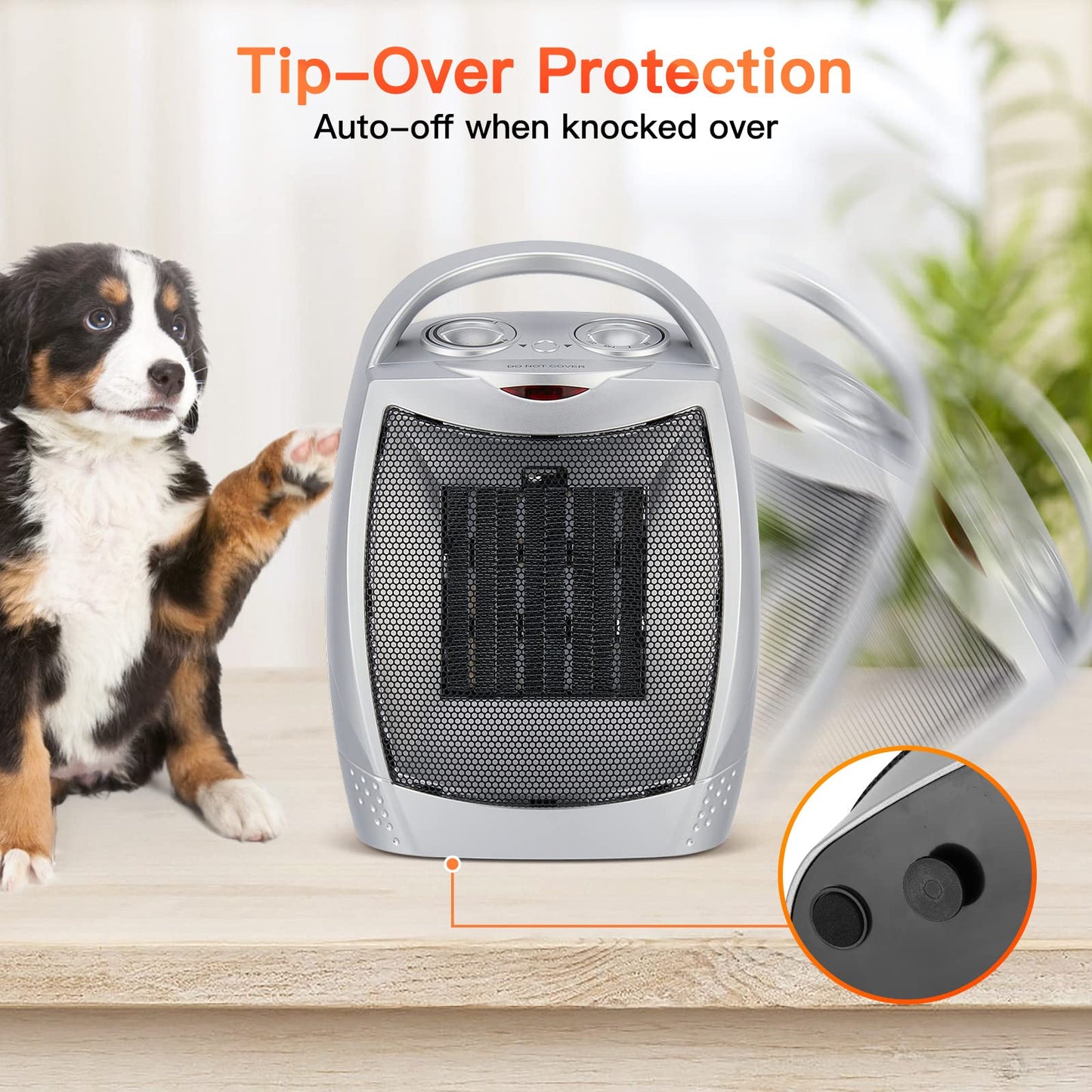 Portable Electric Space Heater 1500W/750W Personal Room Heater with Thermostat, Small Desk Ceramic Heater with Tip Over and Overheat Protection ETL for Office Indoor Bedroom  Silver