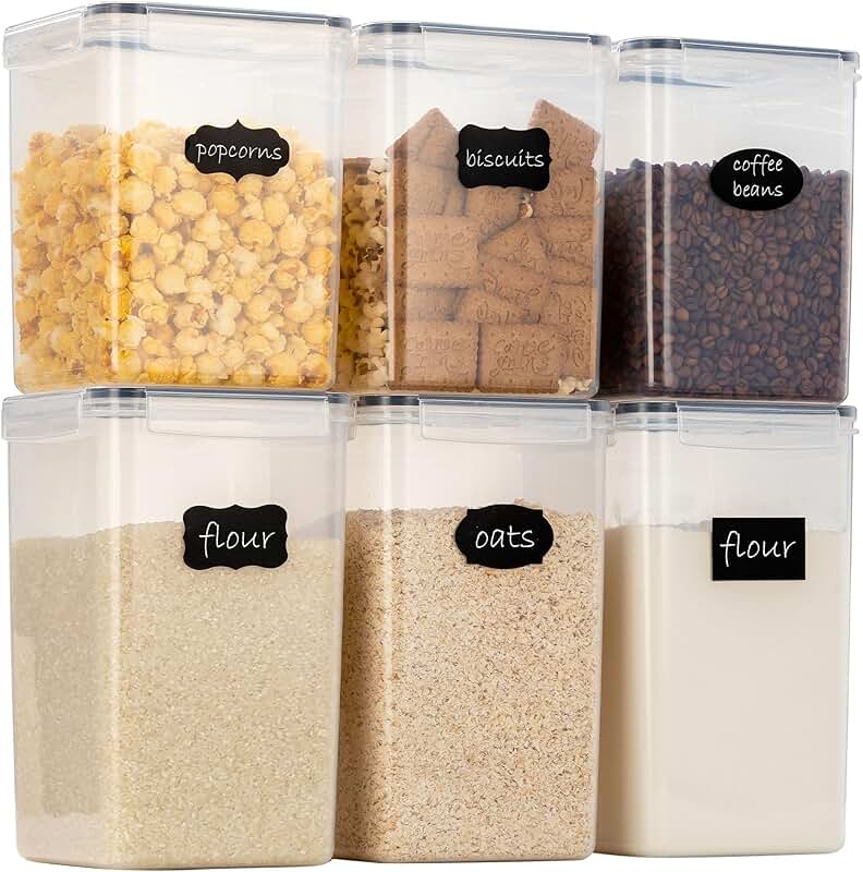 Large Airtight Food Storage Containers, Pack of 6