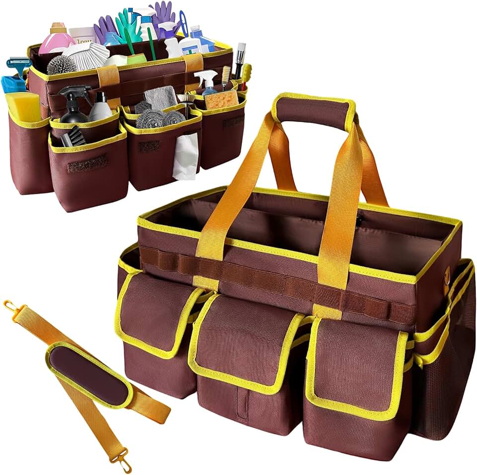 Large Cleaning Caddy with Handle and Shoulder Strap