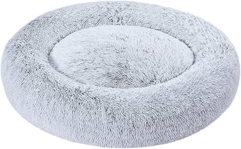 Grey 36-inch Faux Fur Donut Pet Bed