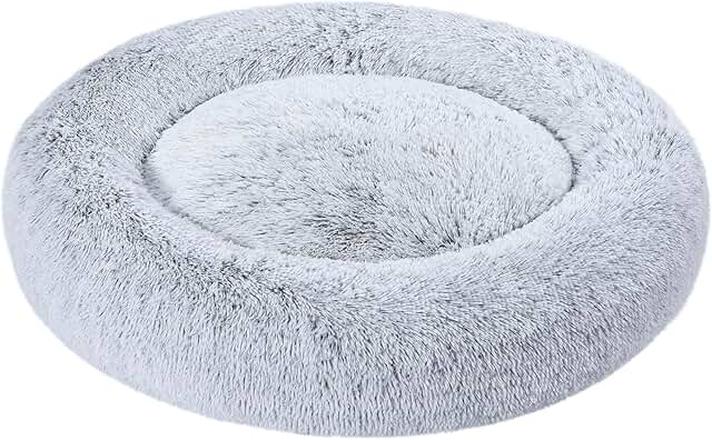 Grey 36-inch Faux Fur Donut Pet Bed