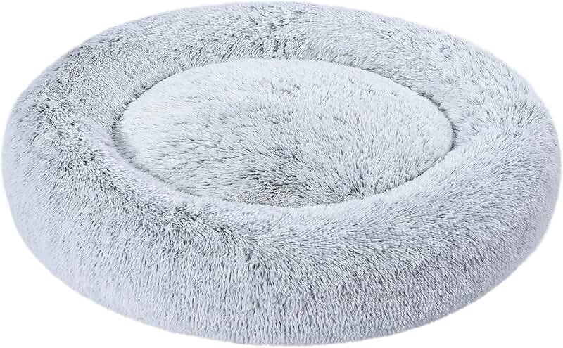 Grey 36-inch Faux Fur Donut Pet Bed