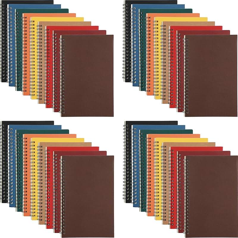 Set of 36 A5 Spiral Notebooks in Multiple Colors