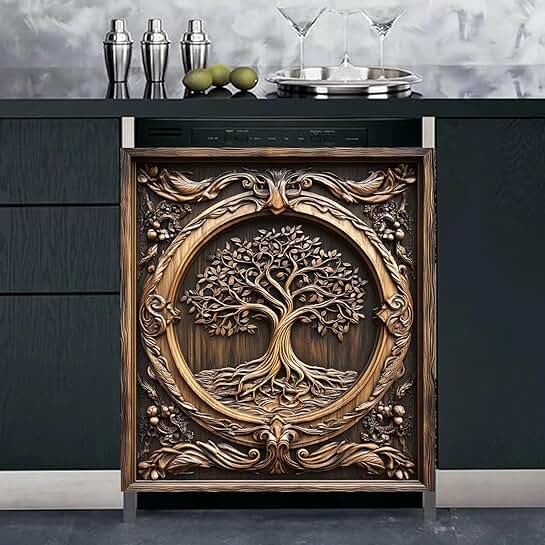 Wooden Tree of Life Magnet Cover for Fridge, 23" x 26"