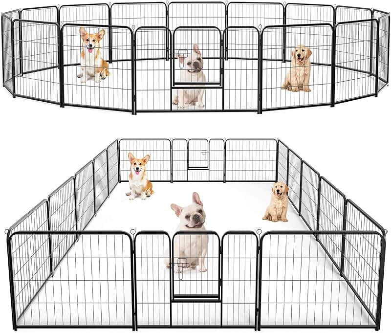 Heavy-Duty Iron Dog Playpen with 16 Panels