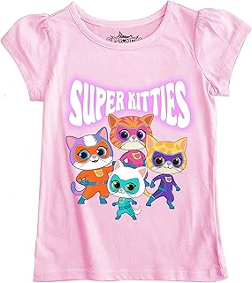 Girls' Short Sleeve Tee with Super Kitties Design