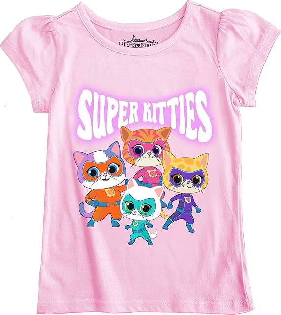 Girls' Short Sleeve Tee with Super Kitties Design