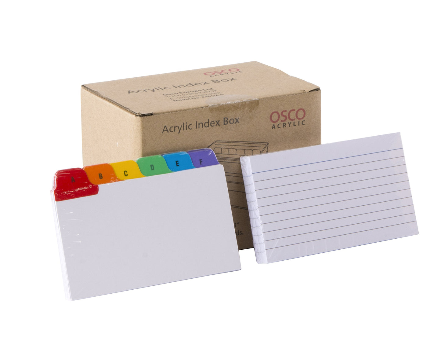 Small Clear Acrylic Index Box with Divider Tabs