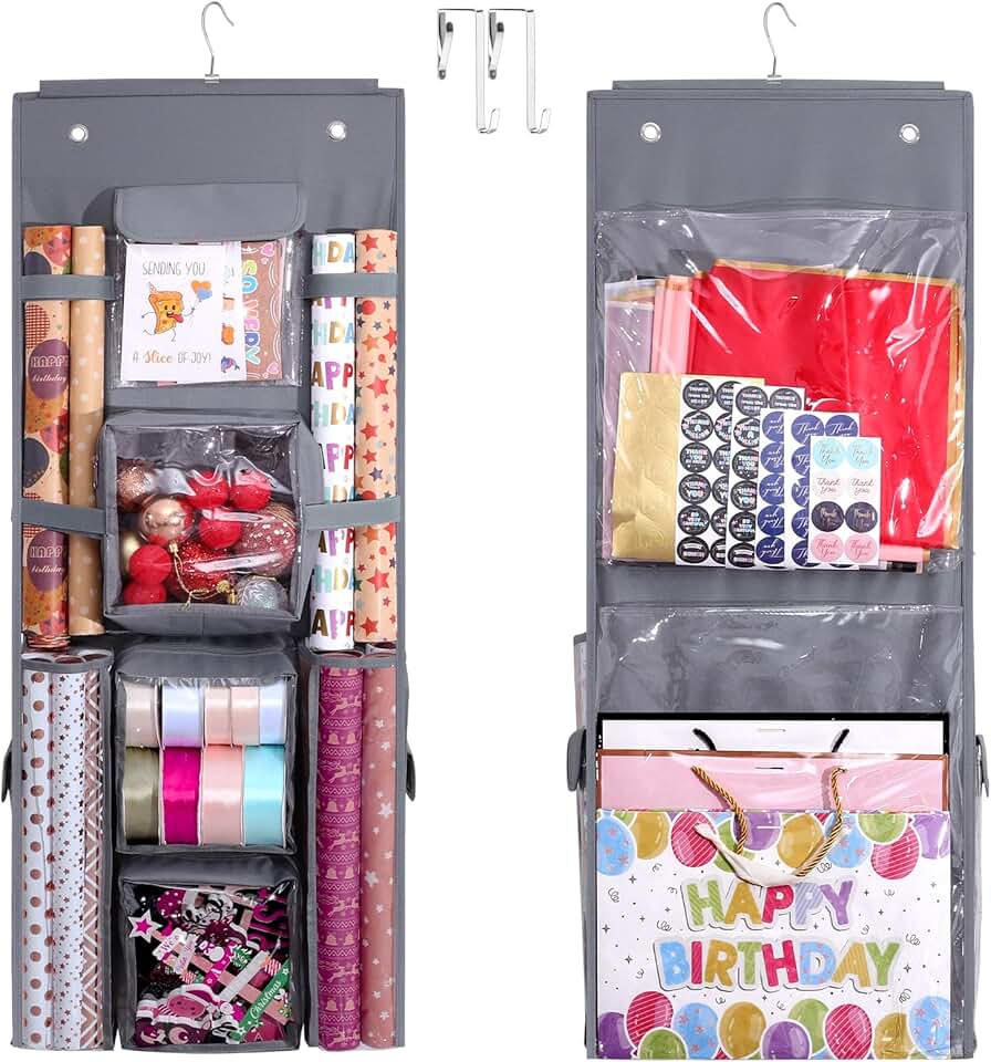 Hanging Gift Wrap Organizer, 40x16 Inch Oxford Bag