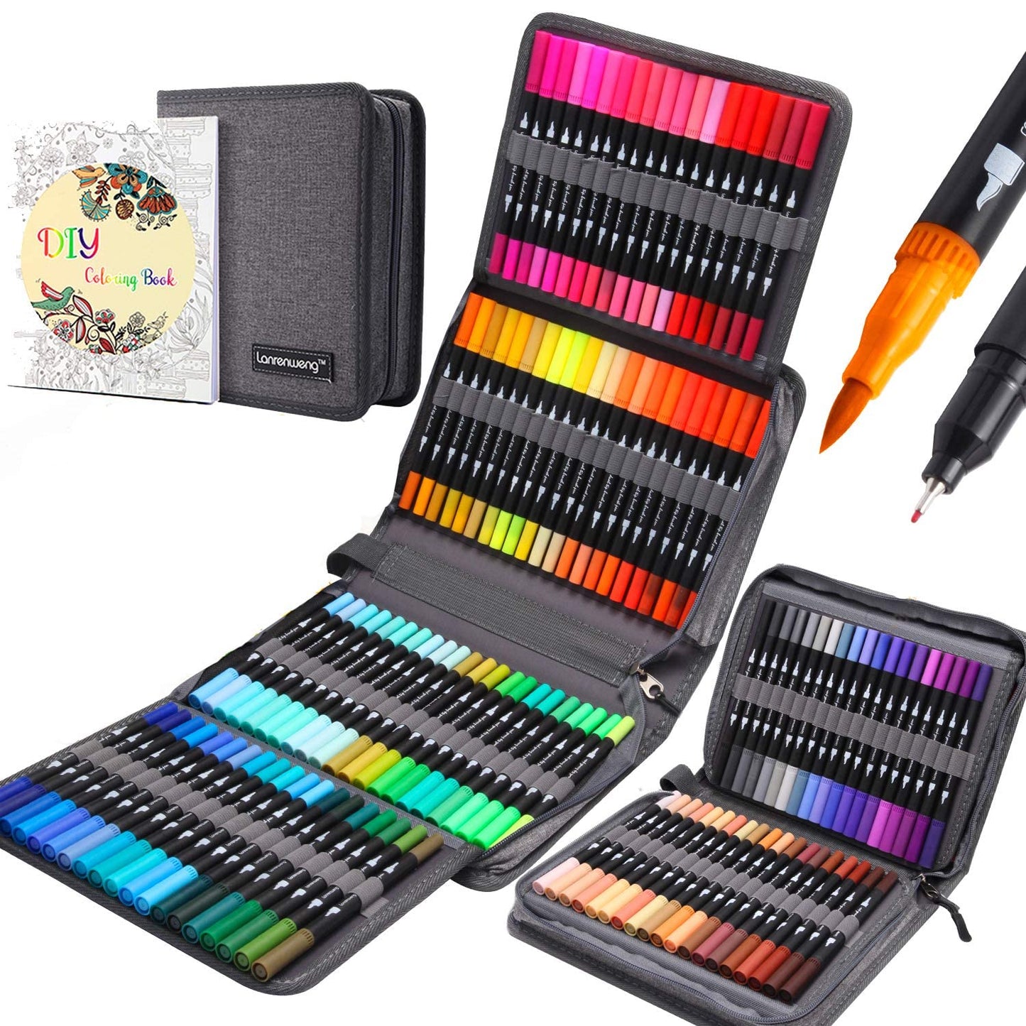 120 Colors Duo Tip Art Markers Set with Canvas Bag